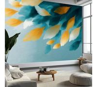 Arte Digitale Piume Carta Da Parati 3D Fotomurale Murali 250 x 175 cm, Moderna Fotomurali Murales Verde Chiaro Poster Decorazione Da Muro - Soggiorno Divano Tv Hotel A Tema Corridoio