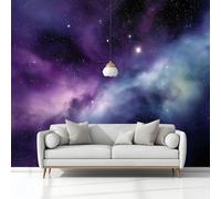 Arte Digitale Sfondo Galassia Carta Da Parati 3D Fotomurale 250 x 175 cm Blu Viola Murali, Per Soggiorno Divano Tv Hotel A Tema Corridoio Di Lusso Sfondo Dipinto Murale