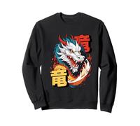 Arte dinamica del Drago Asiatico con Kanji e Aura ardente Felpa