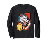 Arte dinamica del Drago Asiatico con Kanji e Aura ardente Maglia a Manica