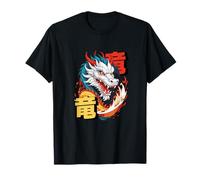 Arte dinamica del Drago Asiatico con Kanji e Aura ardente Maglietta