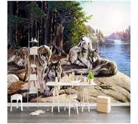 Arte Dipinta A Mano Lago Fresco Foresta Animale Selvatico 3D Carta Da Parati Seta Testurizzata Alta Qualità Soggiorno Divano Camera Letto Pranzo Casa Muro-150cm×105cm