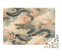 Arte drago Puzzle 1000 Pezzi In Fiore Dragone cartone Spesso, Un Tangram Per Enigma Per Lo Stress Relief, Ideale Per Quadro Fai Da Te, Regalo Di Compleanno Perfetto 70x50cm/1000pc