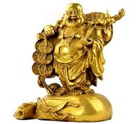 Arte e Cultura Cinese Statua Fengshui Ottone Che Ride Borsa da Trasporto Dio della ricchezza Figurine Statue di Buddha Decorazioni per la casa Regalo di congratulazioni per l'inaugurazione della