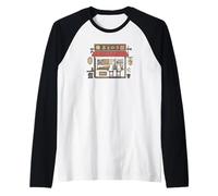 Arte estetica retrò Giapponese Cat Cafe Lofi Maglia con Maniche Raglan