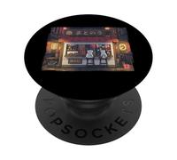 Arte estetica retrò giapponese Cat Cafe Lofi PopSockets PopGrip Adesivo
