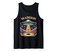 Arte fantascientifica retrò del rapimento di Un UFO di Madison Alien Canotta