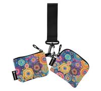 Arte Fiore Colorato Donne Custodie per Carte Cambiamento Titolare Grande Capacità Identità Card Protector con Cerniera Tasca Moneta per Lady 2 Pz Porta Tarjetas de crédito