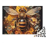 Arte Floral de la Abeja Puzzle Da 1000 Pezzi in Cartoncino Premium Per Coppie, Allenamento Di Concentrazione, Tempo Libero Indoor, Regalo Perfetto Per Inquilini Di Appartamenti 70x50cm/1000pcs