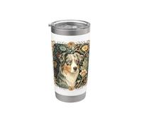 Arte floreale a forma di cane australiano di William Morris Blue Merle Bicchiere termico in acciaio inox doppia parete