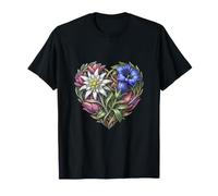Arte Floreale Botanica del Cuore del Fiore Alpino Maglietta