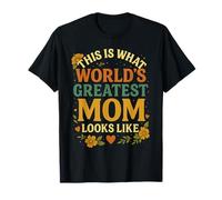 Arte floreale colorata retrò World's Greatest Mom Maglietta
