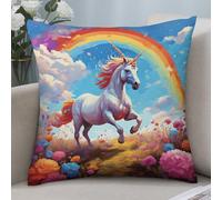 Arte Floreale con Unicorno Arcobaleno 2 Pezzi Federa Copri Interessante Copricuscini Divano Morbida Copricuscini per Divano Arredo Ufficio 45X45Cm