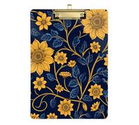 Arte Floreale Etnica Oro Blu Appunti con Cartella Trasparente per Allenatori di Pallavolo Baseball Dimensione 9 x 12.5 Tabla para escribir
