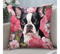 Arte Floreale Rosa Bulldog 2 Pezzi Copricuscini Divano Interessante Federa Copri Microfibra Federa Cuscino per Salotto Divano Patio 45X45Cm