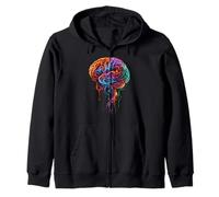 Arte fluida Astratta di Anatomia del Cervello colorato Felpa con Cappuccio