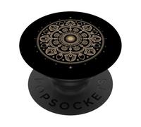 Arte frattale a spirale mandala geometria sacra dorata di Fibonacci PopSockets PopGrip Adesivo