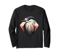 Arte Geometrica dell'airone Notturno coronato Nero, Carino Uccello Lov Maglia a Manica