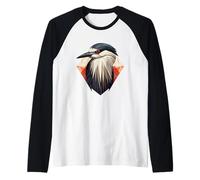 Arte Geometrica dell'airone Notturno coronato Nero, Carino Uccello Lov Maglia con Maniche Raglan
