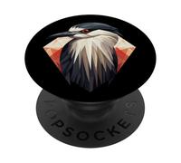 Arte geometrica dell'airone notturno coronato nero, carino uccello Lov PopSockets PopGrip Adesivo