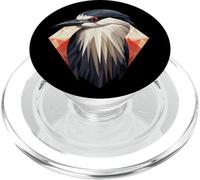 Arte geometrica dell'airone notturno coronato nero, carino uccello Lov PopSockets PopGrip per MagSafe