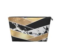 Arte geometrica moderna in marmo glitter bianco nero oro, Borsa da toilette Borsa per trucco Borsa per cosmetici Borsa da toilette da viaggio portatile