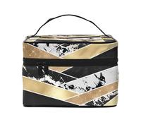 Arte geometrica moderna in marmo glitter bianco nero oro, Borsa per il trucco Borsa per cosmetici Borsa da viaggio portatile da viaggio Astuccio per matite