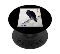 Arte giapponese a forma di corvo - Uccello in legno PopSockets PopGrip Adesivo