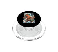 Arte giapponese in legno giapponese con polpo e fiori di ciliegio PopSockets PopGrip per MagSafe