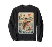 Arte Giapponese Koi Pesce Samurai Guerriero Tramonto Felpa