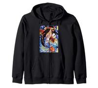 Arte giapponese Samurai Estetica Koi Pesce Grafica Design Felpa con Cappuccio