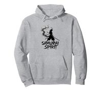 Arte Giapponese Samurai Spirit Warrior per Uomo Felpa con Cappuccio, Unisex per Adulti, Grigio Melange, S