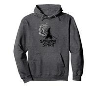Arte Giapponese Samurai Spirit Warrior per Uomo Felpa con Cappuccio, Unisex per Adulti, Grigio Scuro, L