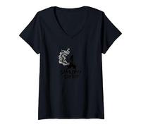 Arte Giapponese Samurai Spirit Warrior per Uomo Maglietta con Collo a V, Donna, Nero, S