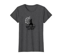 Arte Giapponese Samurai Spirit Warrior per Uomo Maglietta, Donna, Grigio Scuro, L