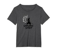 Arte Giapponese Samurai Spirit Warrior per Uomo Maglietta, Donna Plus-Size, Grigio Scuro, 3X