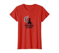 Arte Giapponese Samurai Spirit Warrior per Uomo Maglietta, Donna, Rosso, L