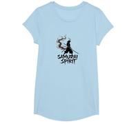 Arte Giapponese Samurai Spirit Warrior per Uomo Maglietta, Ragazze, Celeste, L