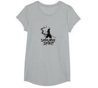 Arte Giapponese Samurai Spirit Warrior per Uomo Maglietta, Ragazze, Grigio Melange, L