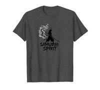 Arte Giapponese Samurai Spirit Warrior per Uomo Maglietta, Uomo, Grigio Scuro, L