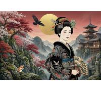 Arte giapponese: signora con sakura Puzzle 1000 Pezzi,dai 14 Anni,Decorazione Casa,Sfida Impossibile,Adulti E Ragazzi,Gioco Educativo,Cartone Di Qualità,Idea Regalo,Antistress 38x26cm