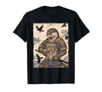 Arte Giapponese Ukiyo-e di Lontra Samurai Katana Warrior Maglietta