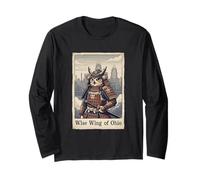 Arte Giapponese Ukiyo-e Ohio Gufo Samurai Guerriero Maglia a Manica