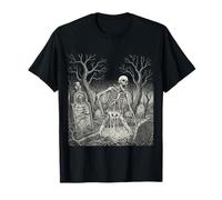 Arte Gotica Scheletro Zombie Tomba Orrore Maglietta