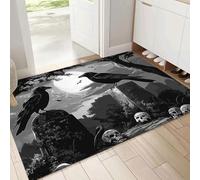 Arte Horror Paillasson Intérieur 50x80cm, Lapide Corvo Tapis d'entrée Antidérapant et Absorbant, Résistant, Lavable, Tapis Entrée pour Porte Couloir, et Balcon, Grigio scuro