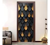 Arte In Scala D'Epoca Adesivi per Porte Interne Impermeabile Autoadesivo Creative Arte Sticker Buccia e Bastone Oro Adesivo di Porta Per la decorazione domestica 82x200 cm