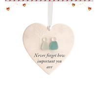 Arte in vetro di mare, decorazione a forma di cuore dell'amicizia | Ciondolo in vetro di mare per donne, figlia, migliore amica, compagno di stanza, matrimonio, compleanno, Natale, festa della mamma