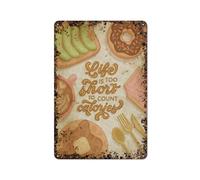Arte "La vita è troppo breve per contare le calorie", Arte del cibo per la colazione, Interessante decorazione artistica da parete per la casa, idea di personalizzazione, latta di metallo vintage, d