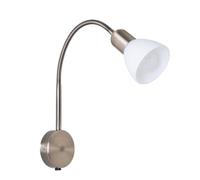 Arte Lamp Applique da Parete Interno in Metallo e Vetro Bianco con Cavo con Spina e Interruttore Lampada da Parete per Cucina Ingresso Corridoio con Design Accogliente per Interni Domestici