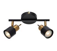 ARTE LAMP Lampada da Parete per 2 Lampadine LED - Applique da Interno per Cucina - Faretti con Portalampada e Paralume in Metallo Nero, con Cavo
